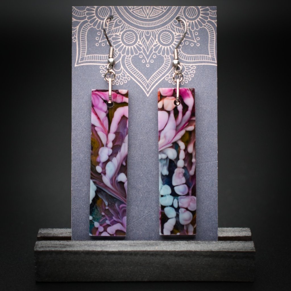 Water Lilies Large Rectangle Earrings - Choose Your Favorite Pair